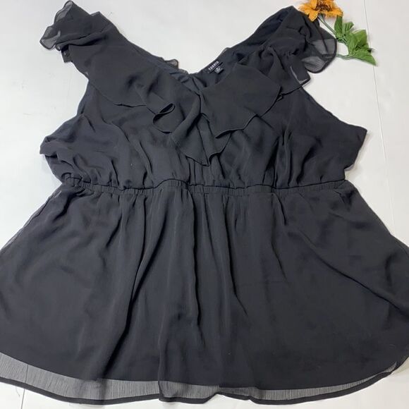 Torrid Ruffle Chiffon Babydoll Tank Top Black 5X - Picture 6 of 9